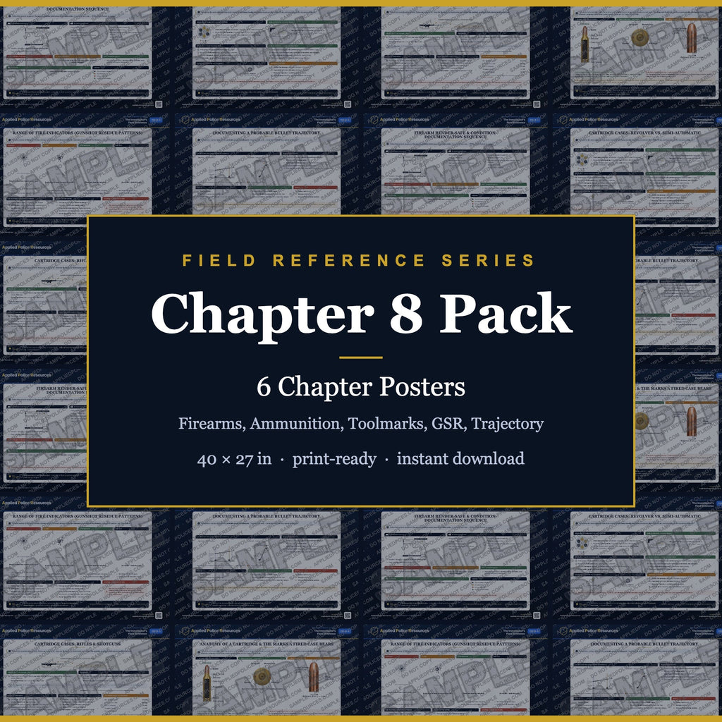 Chapter 8 Poster Pack — Firearms, Ammunition, Toolmarks, GSR, Trajectory (Field Reference Series)