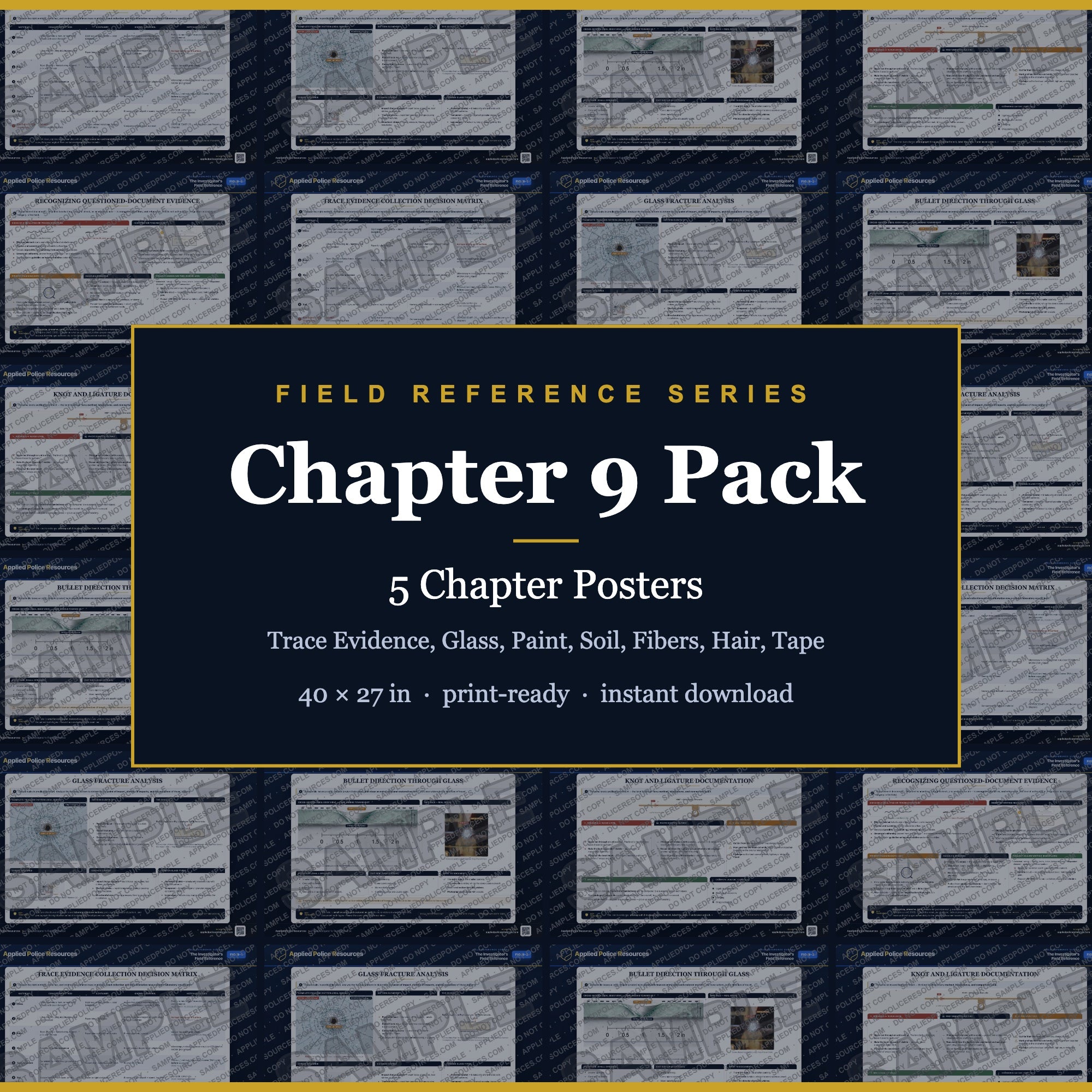Chapter 9 Poster Pack — Trace Evidence, Glass, Paint, Soil, Fibers, Hair, Tape (Field Reference Series)
