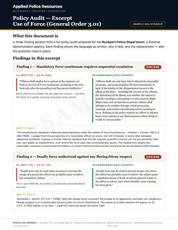 Policy audit sample page