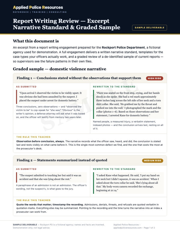 Report writing review sample page